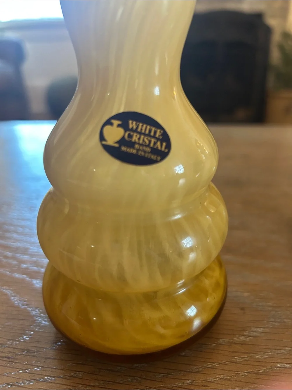 VTG White Cristal Amber & Cream Swirl Glass Decanters with Stoppers